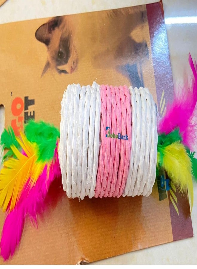 BohoBark Cat Scratch Wheel Sisal Candy Roller Cat Toy Molars Practicing Claws Colorful Feather Beaded Cat Toy for Pet Dogs Puppy Cat-1 Piece (Color May Vary) - Image 3